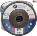 Benchmark Abrasives 4.5" x 7/8" Premium Zirconia T29 Angled Flap Discs 4 1/2 for Angle Grinder, Sanding Discs, Finishing, Rust, Stock Removal- Grinding Wheels 4 1/2 Inch (100 Pack) - 120 Grit