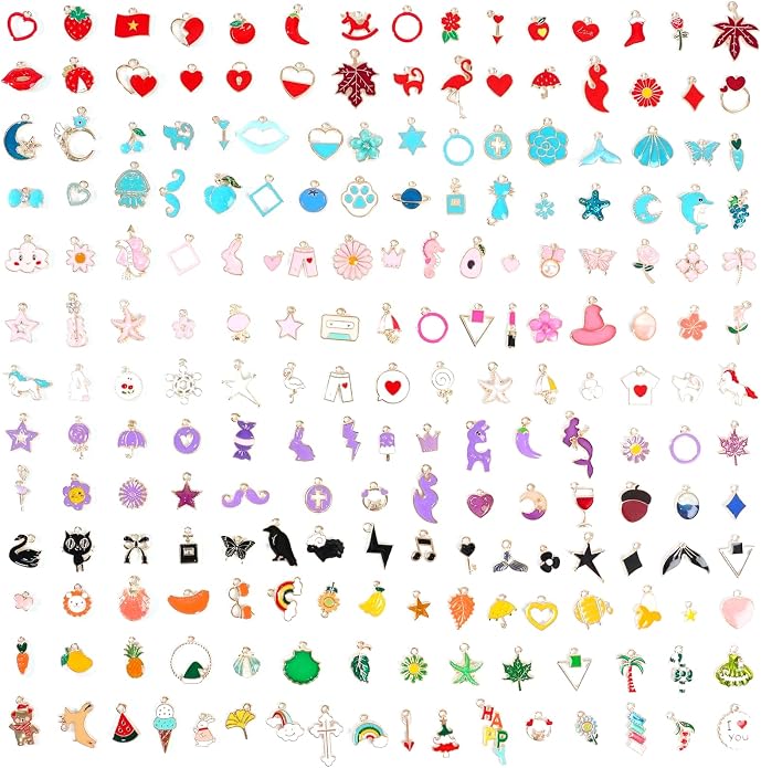 352 Pcs Assorted Charms for Jewelry Making, Mixed Enamel KC Gold Alloy Letter by Unknown