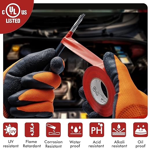 Avery Dennison Electrical Tape, 10 Rolls Professional Grade PVC Electric Tape, UL/CSA Listed ¾ in x 66 ft Insulating Vinyl Tape for Electrical, Repairs, Automotive and Equipment, Pro-36C, Red
