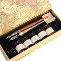 MU-02 Calligraphy Pen Set, Glass Dip Pen and Handcrafted Wooden Dip Pen Gift Set by GC+QUILL