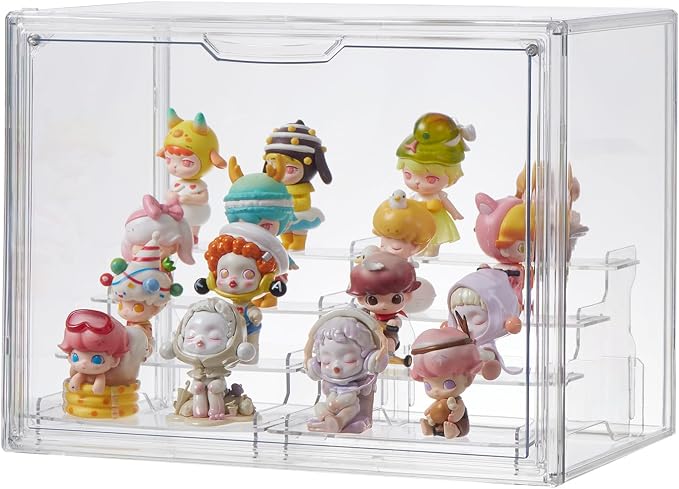 4 Tiers Clear Display Case, Plastic Storage Bins by beehomay
