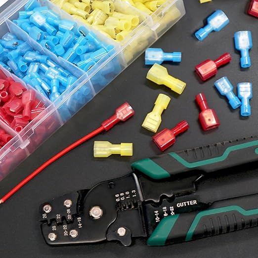 Twidec/210PCS Nylon Spade Connectors Kit 22-10 Gauge Male and Female Wire Spade Terminal Quick Disconnect Fully Insulated Wire Crimp Connector for Automotive Marine