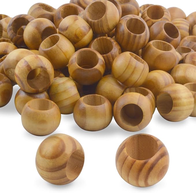 Natural Wooden Beads, 100 Pieces 20mm Diameter Round Loose Spacer Beads Large by Aylifu