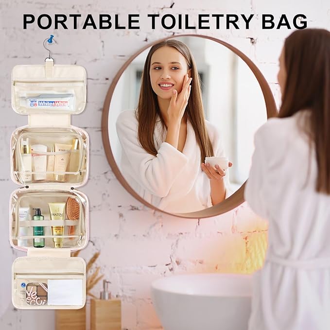 TOPEAST Gifts for Friends - Friendship Gifts for Women, Travel Toiletry Bag for Women, Hanging Toiletry Bag, Monogrammed Initial Tolietry Pouch Makeup Bag - Letter F, Blue