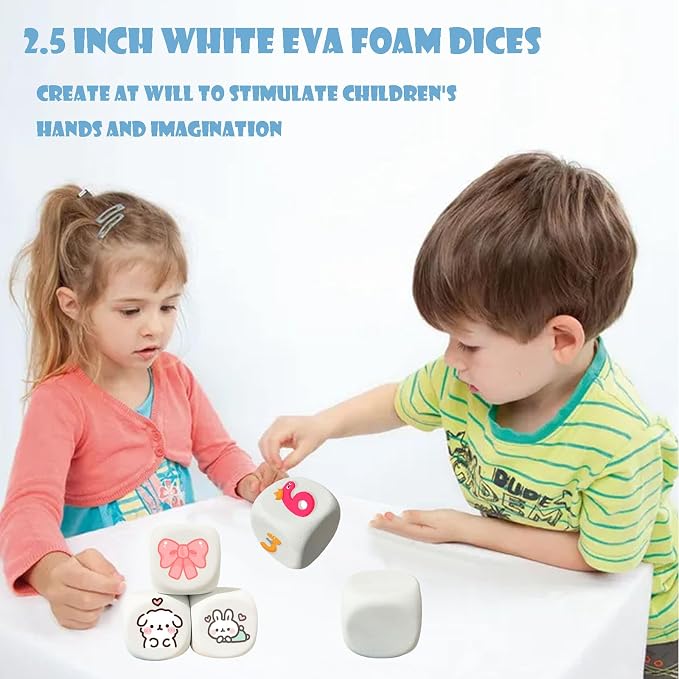 2.5 Inch White EVA Foam Dices for Kids Graffiti, Building Blocks, Creative - Image 6