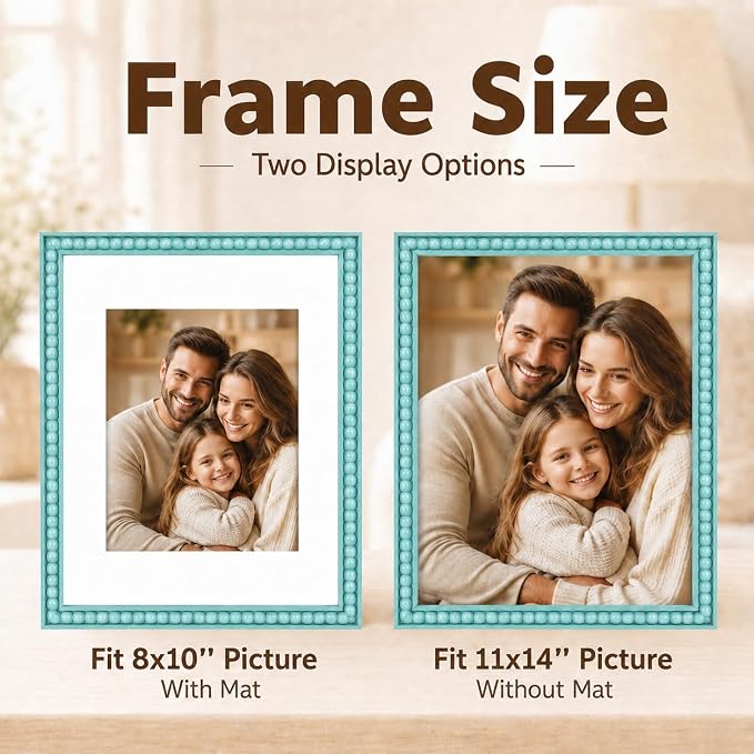 Solid Wood 11x14 Picture Frame Beaded Frame - Image 3