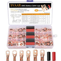 SVAAR 68pcs Battery Cable Lugs Kit 1/0 AWG 1 AWG 8 AWG Battery Cable Ends Heavy Duty Wire Lugs Copper Lugs with 3/8" & 5/16" Stud Closed End Tubular Ring Terminals Connectors with Heat Shrink Tube