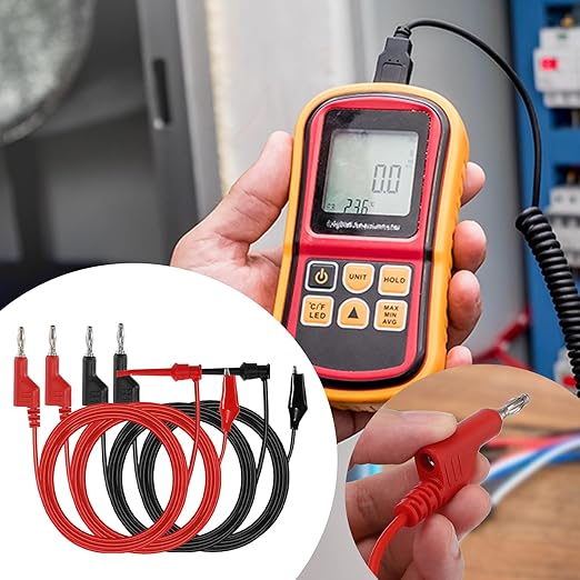 Sumnacon Multimeter Test Lead Set - Stackable Banana Plug to Test Hook, Banana Plug to Alligator Clips Test Cable Kit, Flexible Silicone Electrical Test Wire Leads with Protective 6.6 Ft/2M