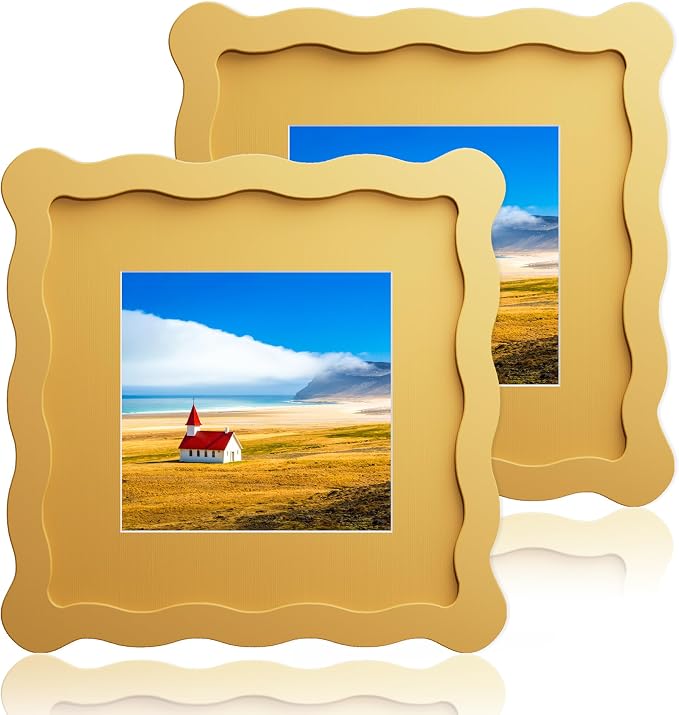 6x6 Wavy Picture Frame With Mat by Unknown