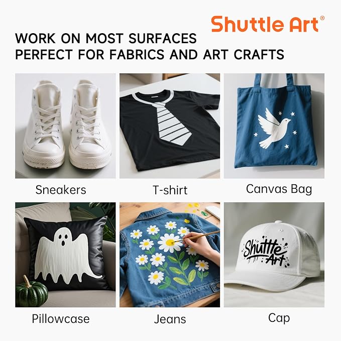 Shuttle Art White Fabric Paint, 8.45 oz Fabric Paint - Image 8