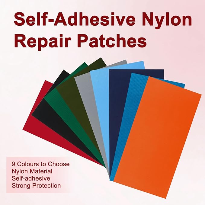 8PCS 7.8x3.9 inch Nylon Repair Patch Self-Adhesive Fabric Patch Down Jacket Repair Patches for Puffer Jackets Tenacious Tape Polyester Waterproof Lightweight Tent Repair Patch Kits for Clothes Bag