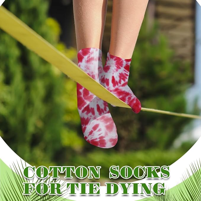 Silkfly White Cotton Socks for Tie Dye White Crew Ankle Socks Tie Dye kit Party - Image 7