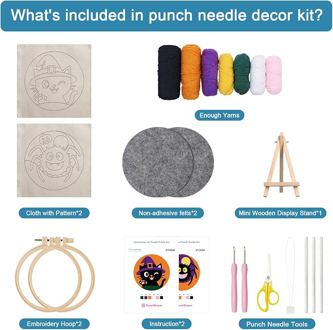 Halloween Punch Needle Kit for Adult Beginner, Easy Punch Embroidery Starter Set - Image 3