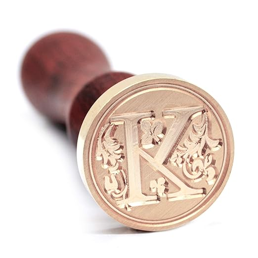 Medieval Initial Alphabet Wax Sealing Stamps, Brass Head Wooden Handle by TELOSMA