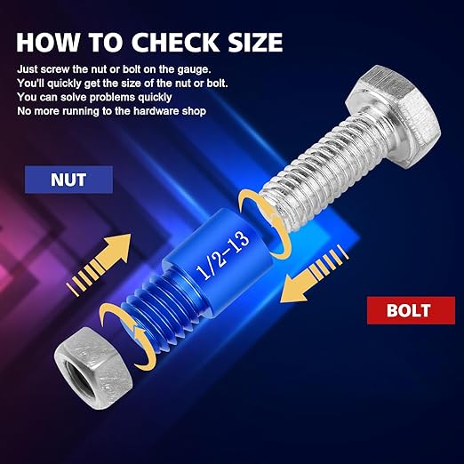46Pcs Thread Checker, Nut and Bolt Thread Checker Standard and Metric, 24 Inch & 22 Metric Thread Gauge Kit, Suitable for Nut Bolt Size Finder and identifier in Narrow and Tricky Area