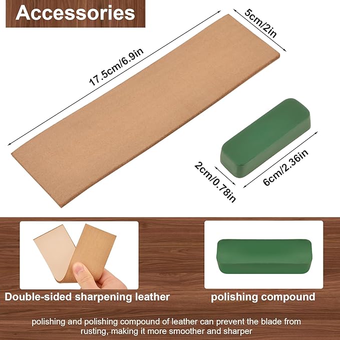 Wood Carving Knife With Leather Strop and Polishing Compound, Wood Whittling Tools for Beginners, Adults and Kids Whittling Tools (Sloyd Carving Knife)