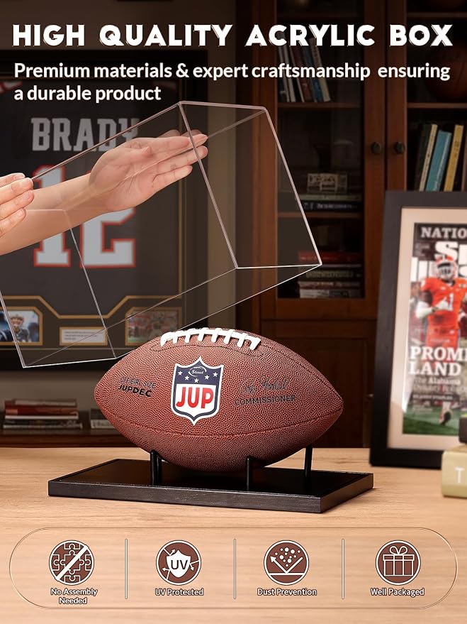 JupDec Football Display Case Full Size, Acrylic Clear Box - Image 2