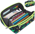 Large Pencil Case for Boys, Durable Kids Pencil Pouch for School, Wide Opening by BrainyBees
