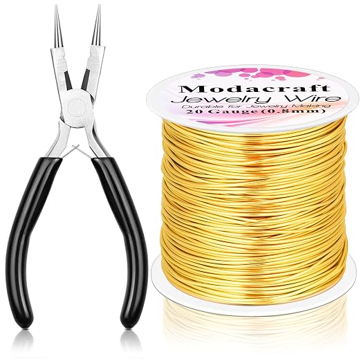 Modacraft 20 Gauge Gold Jewelry Wire & 4-in-1 Pliers Kit - 82FT Tarnish by Modacraft