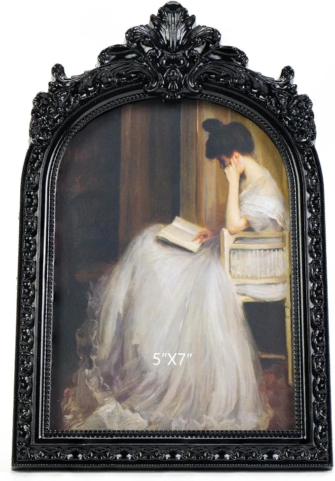 5x7 Vintage Black Picture Frame, Ornate Arched Photo Frame, Glass Front - Image 9