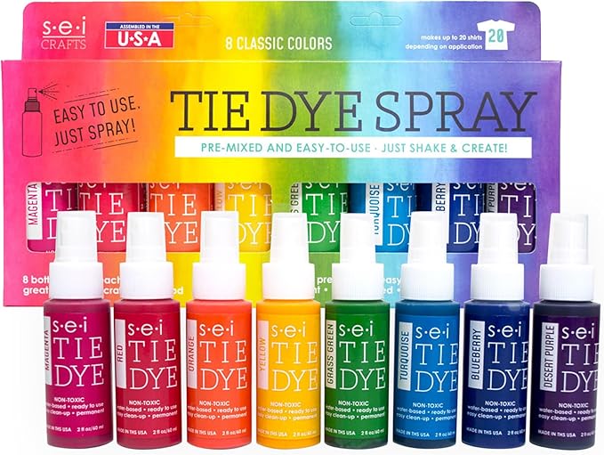 SEI 8 Pack Classic Tie Dye Spray Kit, Tye Dye Kits by SEI