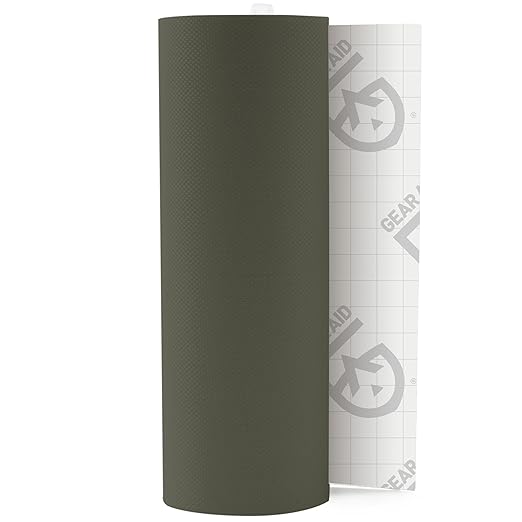 GEAR AID Tenacious Tape 3”x20” Fabric and Vinyl Gear Repair Tape, Quickly Fix Holes and Rips in Puffy Jackets, Rain and Snow Gear, Tents, Sleeping Bag and More, OD Green, 1 Pack