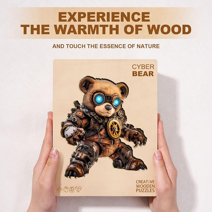 Cyber Bear Puzzles Adults Gifts Wooden 140 Pieces 11.4 * 10in - Image 8