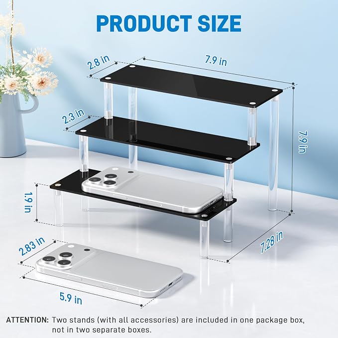 2 Packs Acrylic Display Stand Riser, 3 Tier Perfume Organizer Cupcake Stand | - Image 2