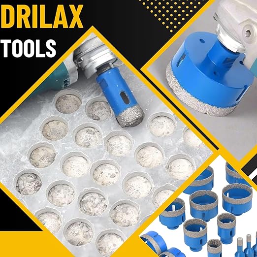 Drilax Pro Series 1 Inch Diamond Hole Saw Drill Bit for Angle Grinders | 5/8"-11 Thread | Fast Dry Cutting in Concrete, Masonry, Granite, Quartz, Porcelain, Tile | 1-3/8" Depth