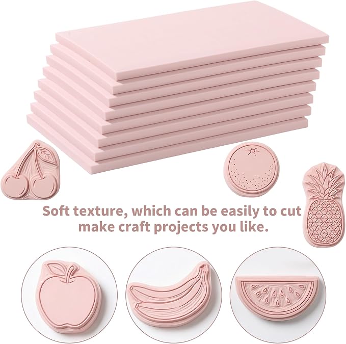 8 Pack 4"x6" Pale Pink Linoleum Blocks - Image 5