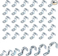 Swpeet 30Pcs 3/5"(16mm) Zinc Plated One Hole EMT Pipe Strap Kit, Pipe Straps U Bracket Tube Strap Pipe Clamp 1 Hole Snap On Pipe Strap Conduit Clamps Tension Clips for Fixing EMT Conduit Pipe