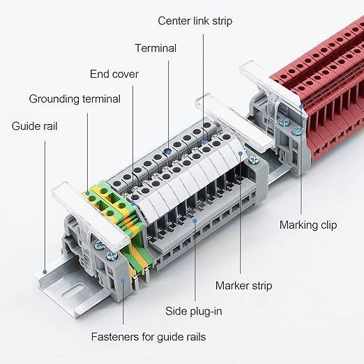 Terminal Block Kit, Rail Type Voltage Terminal, Rail Combined Terminal Block(Red & Gray)