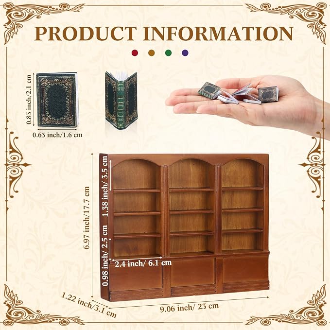 1:12 Scale Dollhouse Miniature Wooden Bookshelf - Image 2