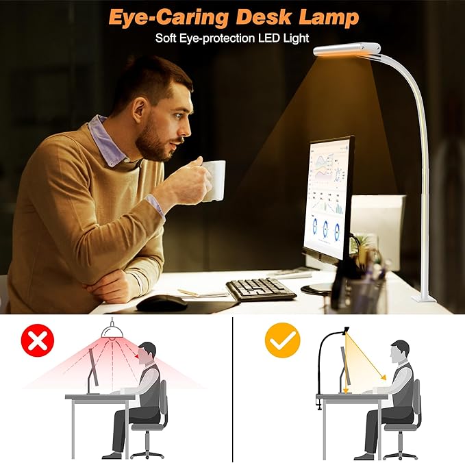 Airlonv LED Desk Lamp with Clamp, Dimmable Task Light - Image 6