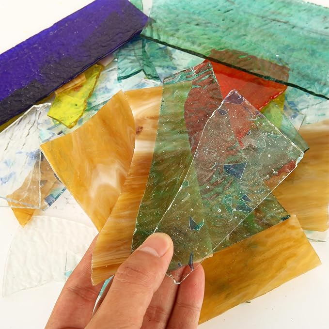 4.4 LB / 2 KG Irregular Stained Glass Scraps, Colorful Stained Glass Sheets - Image 6