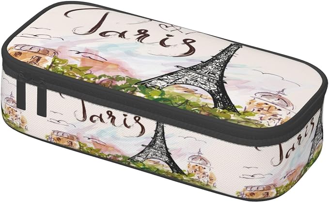 Paris Romantic Eiffel Tower Pencil Case Organizer Big Capacity Pencil Pouch - Image 2