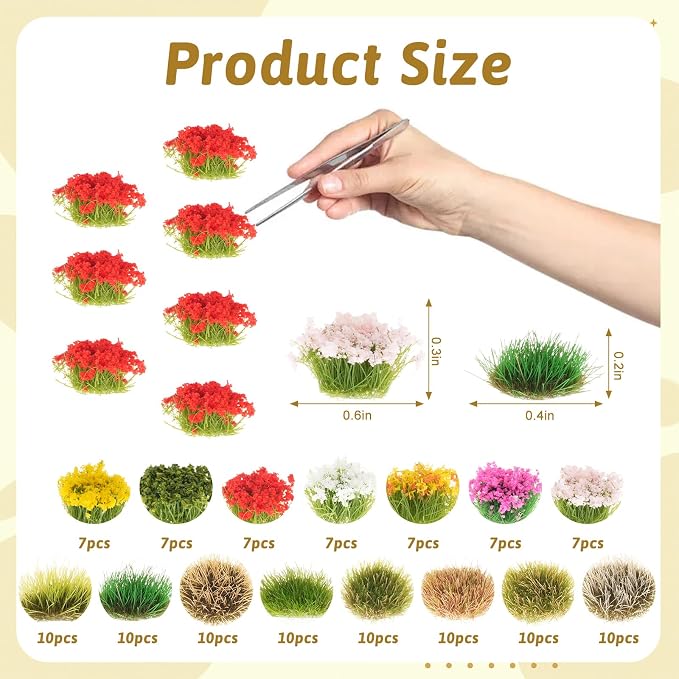 Draupnir 129 Pcs Static Grass Tuft Model Flower Vegetation Groups Self Adhesive - Image 3