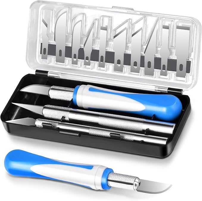 16 Pcs Premium Precision Craft Knife Set, 10 Replaceable Carbon Steel Blades by Unknown