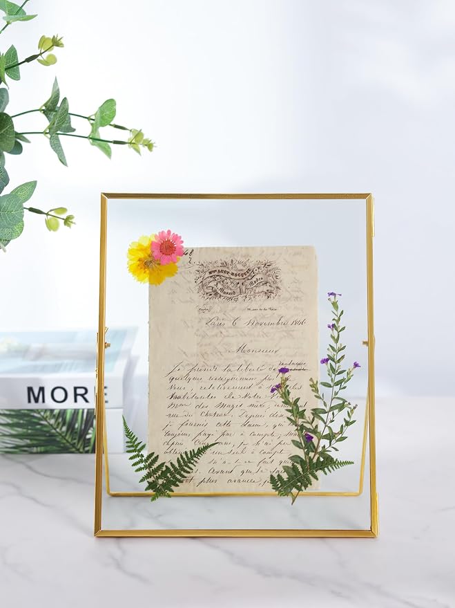 REDHUGO Glass Pressed Flower Frame Handmade, Floating Picture Frames - Image 3
