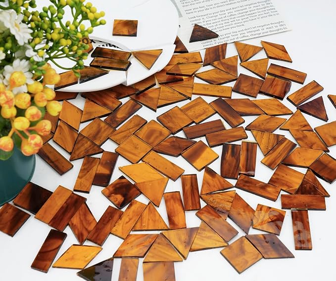 200g Transparent Mosaic Glass Tiles, Large Cathedral Stained Glass Tiles - Image 6