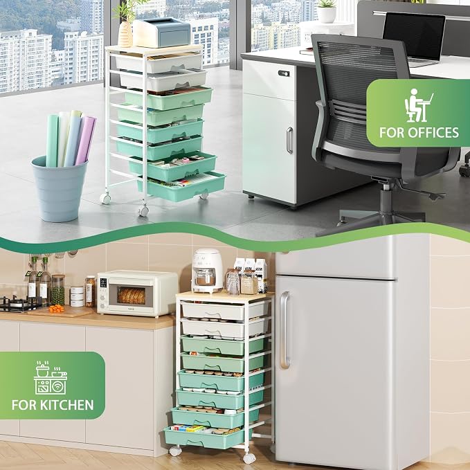 Goovilla Rolling Cart with Drawers, Utility Cart Organizer With 8 Removable - Image 9