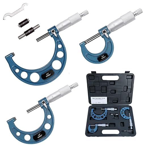 HDLNKAK Outside Micrometer Set, 0-3" Machinist Micrometer, 3 Pcs Machinist Tool Set, 0.0001" Graduation Micrometer Set, Alloy Precision Micrometer, Micrometer Standard Set with Case