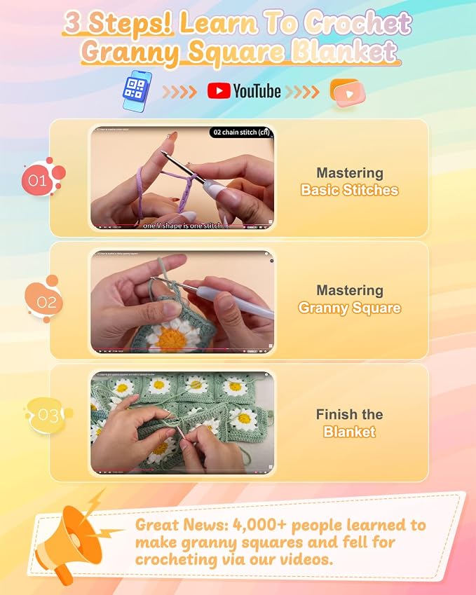 Coopay Crochet Kit for Beginners, Crochet Starter Kit for Blanket, Granny - Image 3