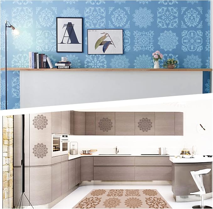 INFUNLY 9PCS/Set Mandala Flowers Wall Stencils - Image 6