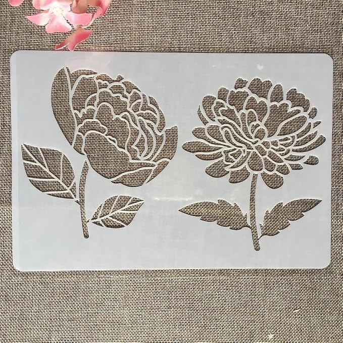 TIAMECH A4 Reusable Peony Flower Stencil - Image 3