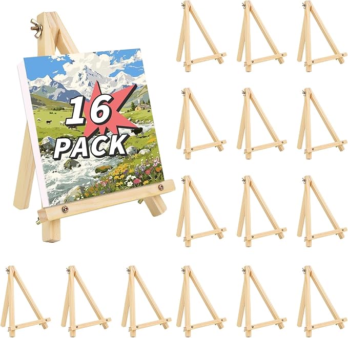 16 Pack 9 Inch Easel for Painting, Wooden Easel Stand Canvas Stand | Smooth Wood by WSICSE