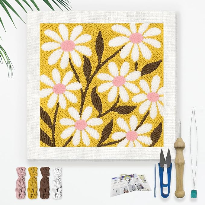 Doodlream Daisy Flowers DIY Punch Needle Embroidery Kit by Doodlream