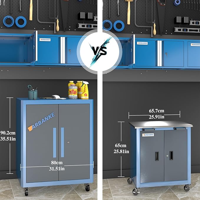 Upgraded Double Door Tool Chest with Locking System,Rolling Tool Chest with 360° Swivel Casters and Foot Pads,Large Tool Cabinet with Movable Partition for Different Needs,Large Assembly Box
