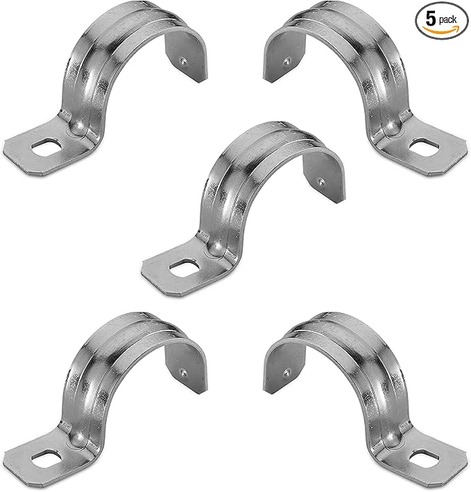 OhLectric Heavy Duty Rigid Pipe Strap - Sturdy One Hole Steel Straps - Premium-Quality Zinc Plated Steel - Reinforced Rib for Extra Strength - Corrosion Resistant - 2-1/2 Inches (Pack of 5); OL-43107