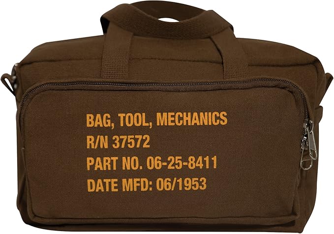 Rothco G.I. Type Zipper Pocket Mechanics Tool Bag With Stencil, Earth Brown